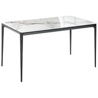 ESSTISCH Weißer Marmor 140/80 cm Glas Jollein - Weiß, Glas (140/80/73cm) - Beliani