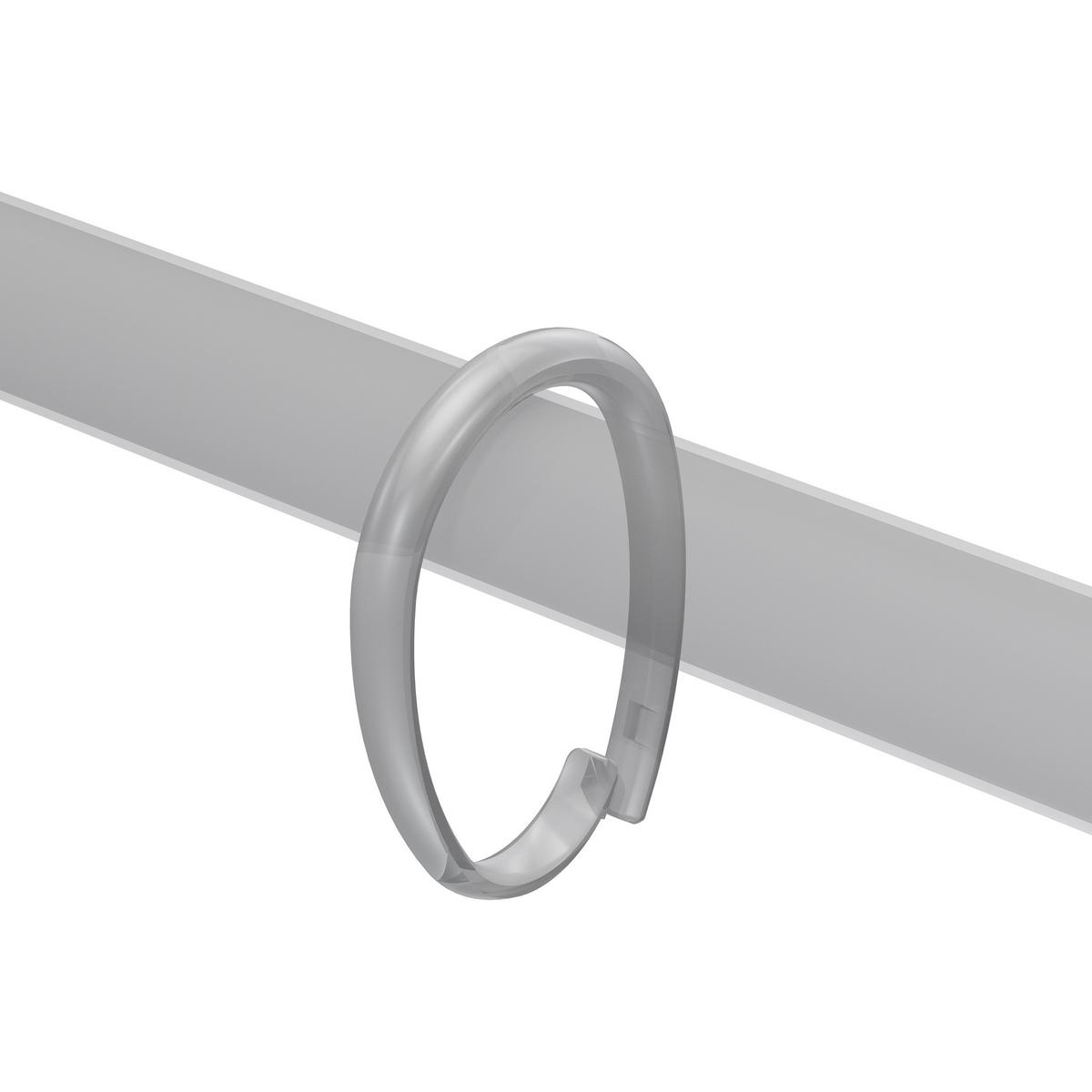 DUSCHVORHANGRINGE verschließbar 65/49 mm für Duschvorhangstange / Spannstange, Glasklar, Packung 10 Stück - Transparent, Kunststoff (35cm) - INTERDECO