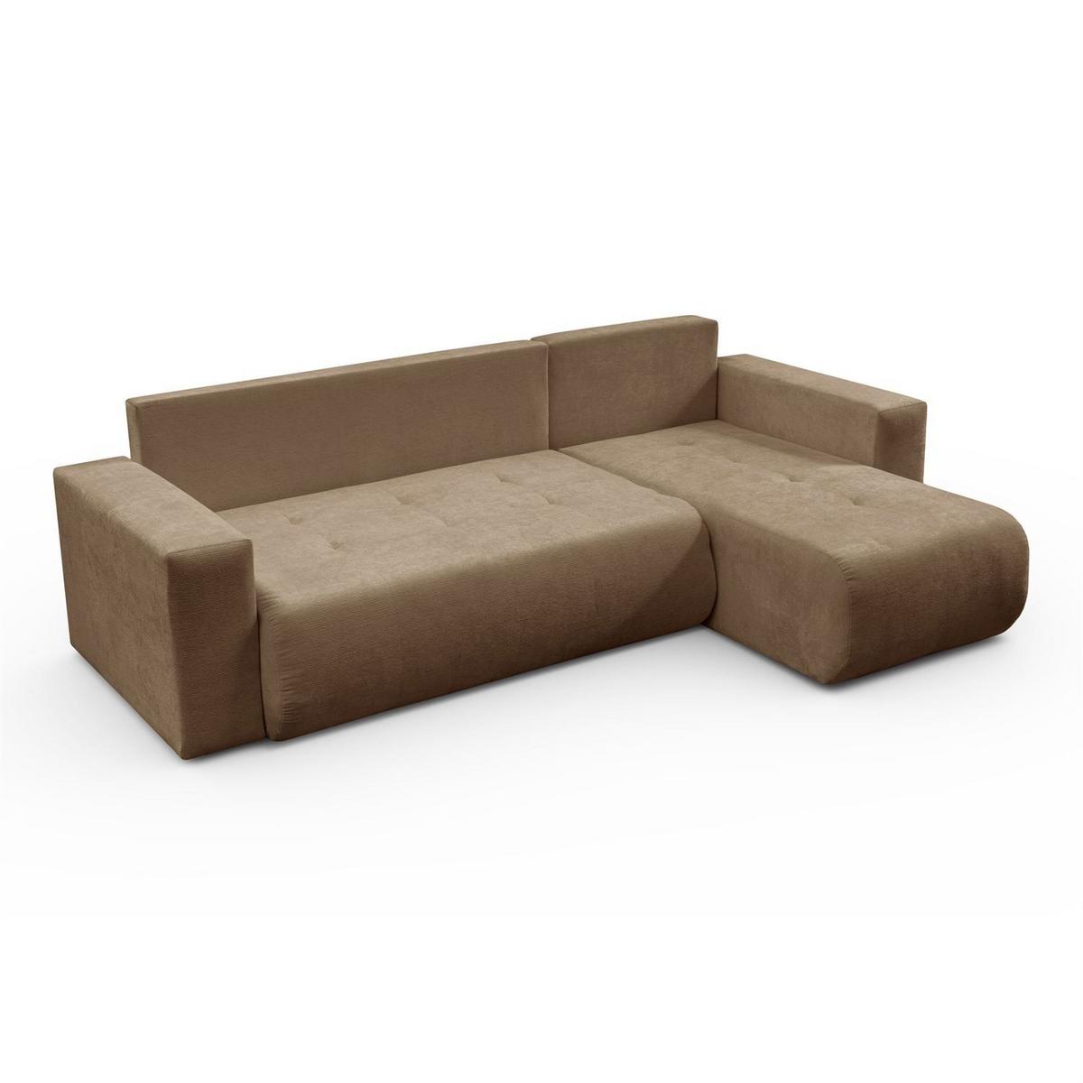ECKSOFA CLOUD II L mit Schlaffunktion, Vibe 19 - Hellbraun, Textil (247/152cm) - Lookway