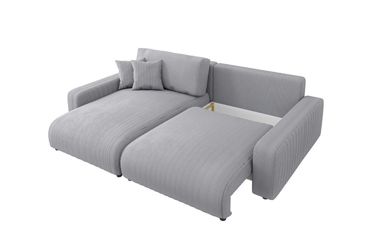 ECKSOFA Emma Hellgrau Cord - Ottomane links - Hellgrau, Textil (234/170cm) - S-Style Möbel