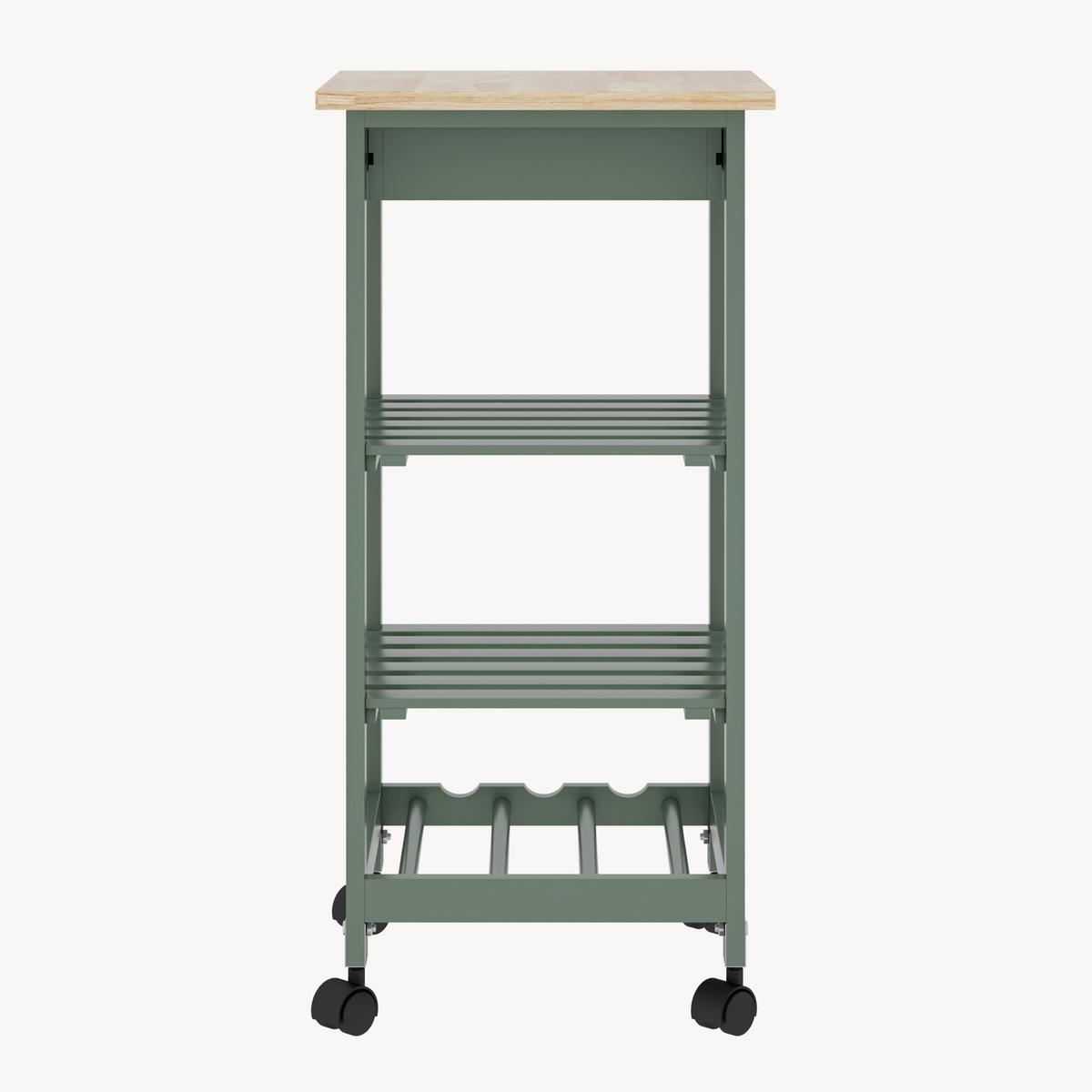 SERVIERWAGEN Biel - Grün, Holzwerkstoff (37/76/37cm) - [en.casa]