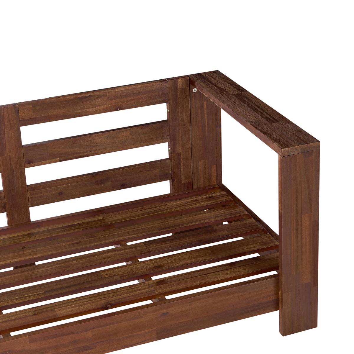GARTENECKSOFA 5-Sitzer zertifiziertes Akazienholz linksseitig Grün Marettimo - Braun/Grün, Holz (225/64/212cm) - Beliani