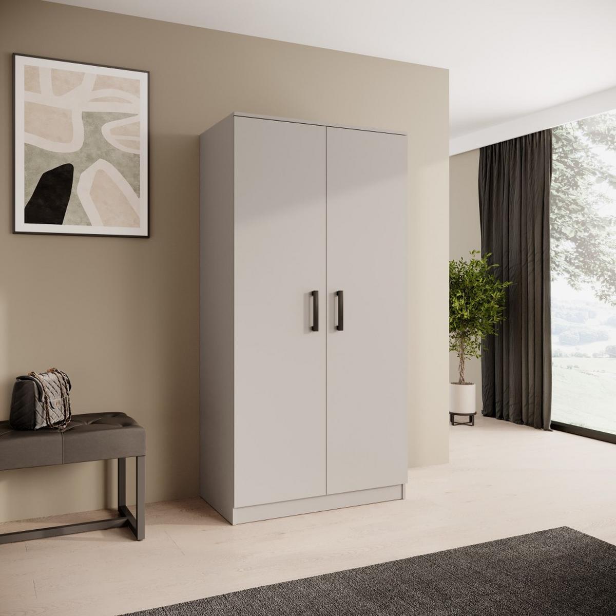 DREHTÜRENSCHRANK Trend, ohne Schubladen, Kaschmir - Kaschmir/Schwarz, Holzwerkstoff (90/180/50cm) - Beautysofa
