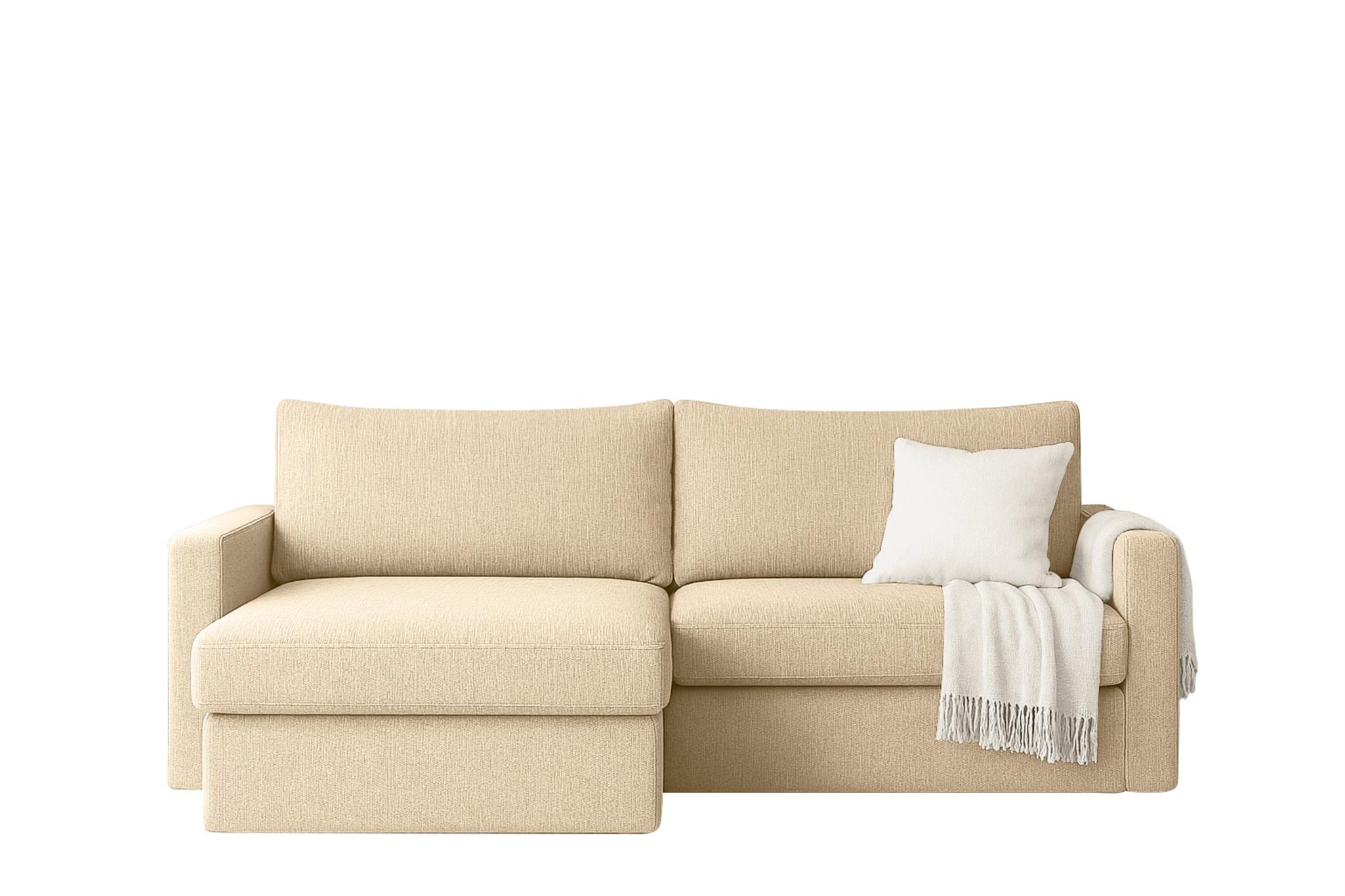 ECKSOFA Bendik In Faro - Creme, Holzwerkstoff/Textil (224/140cm) - Fun Möbel