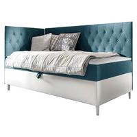 BOXBETT Filip Junior 3, Seite zum Öffnen des Bettkastens: Links - H3 - Türkis/Weiß, Holz (90/200cm) - MIRJAN24