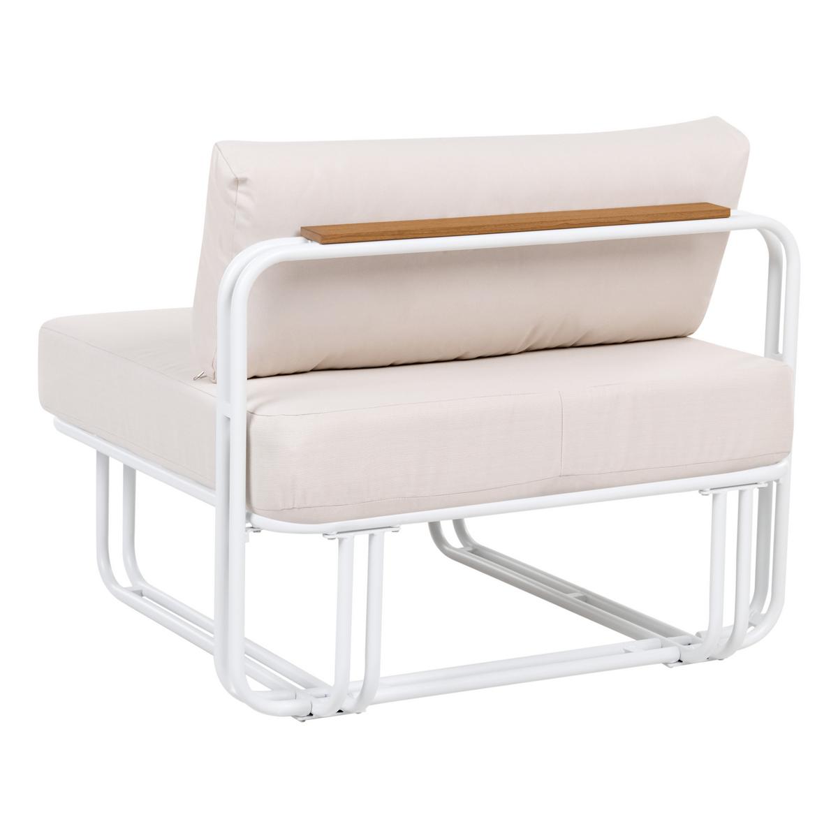 LOUNGE-SET mit Tisch und Ottomane 3-Sitzer Metall Weiß Camerota - Beige/Weiß, Metall - Beliani