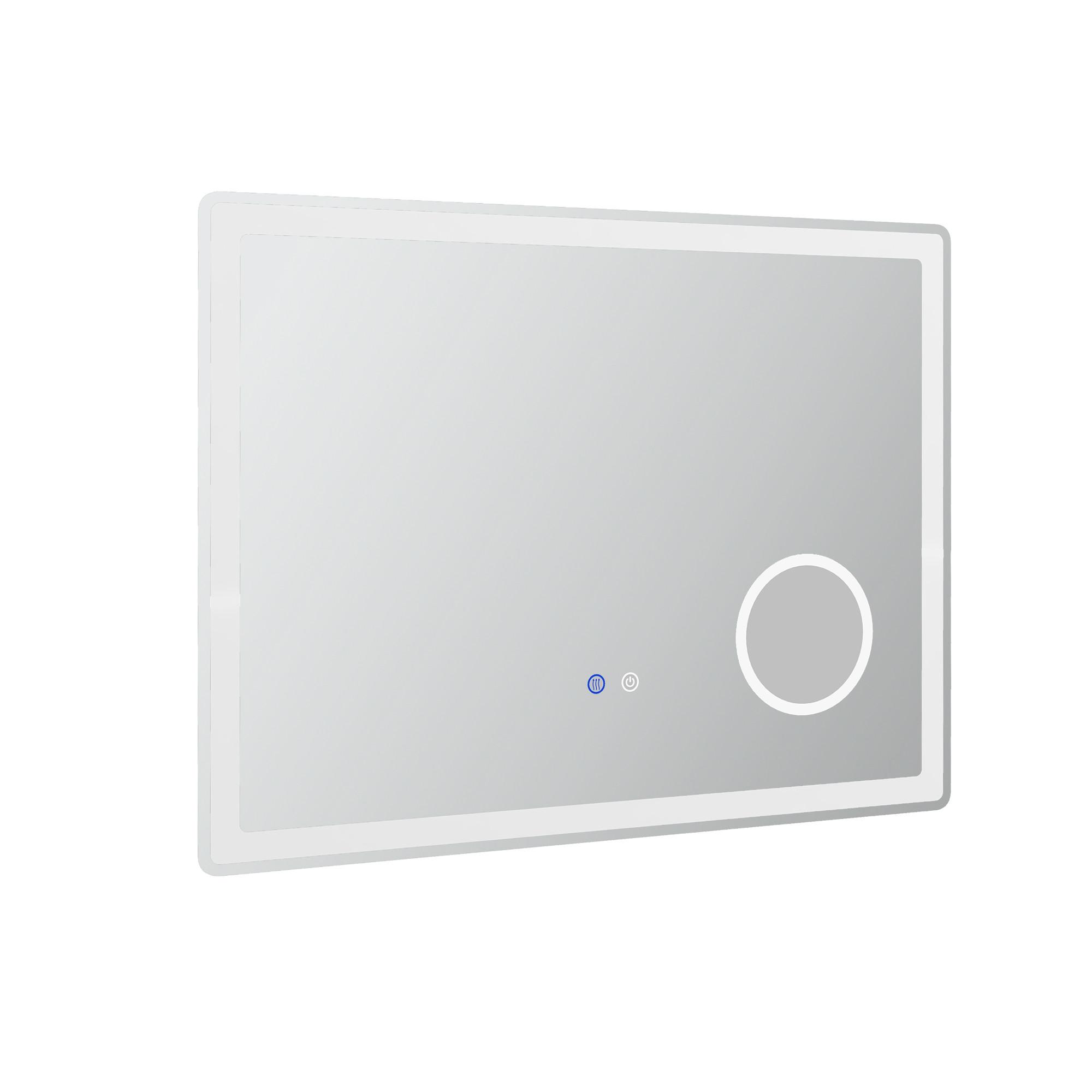 LED Badezimmerspiegel,mit 3x Vergrößerung, Memory-Funktion, beschlagfrei - Weiß, Glas (3.8/60/80cm) - Kleankin