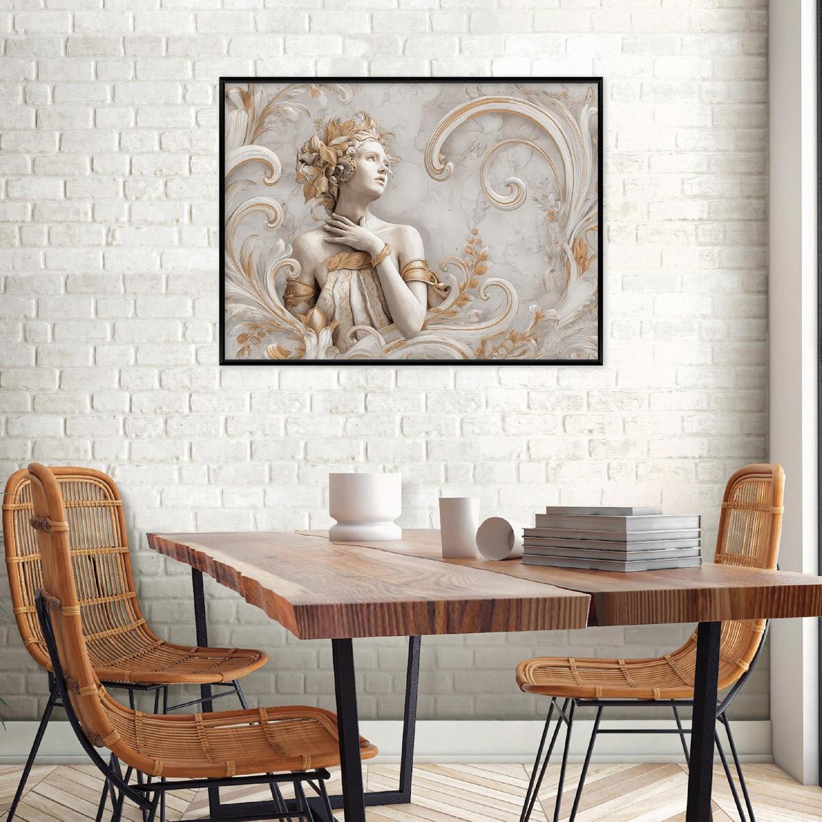 BILDER mit Rahmen Frau Marmor Beige 60x40 cm - Multicolor, Holzwerkstoff (60/40cm) - Wallarena