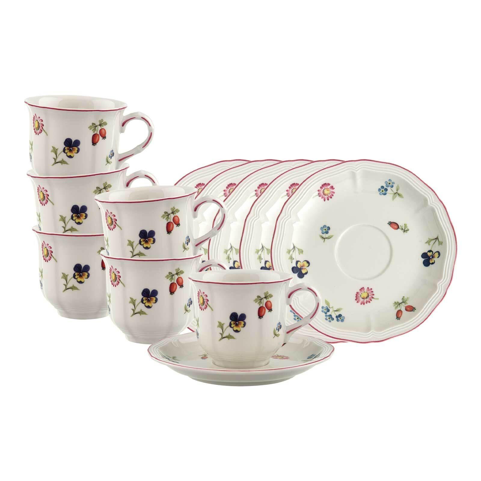 KAFFEETASSEN MIT UNTERTASSEN Petite Fleur bunt 120 ml 6er Set - Multicolor, Keramik (0.12L) - Villeroy & Boch