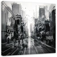 LEINWANDBILD Straße Stadt Architektur 50x50cm - Schwarz, Textil (50/50cm) - Feeby