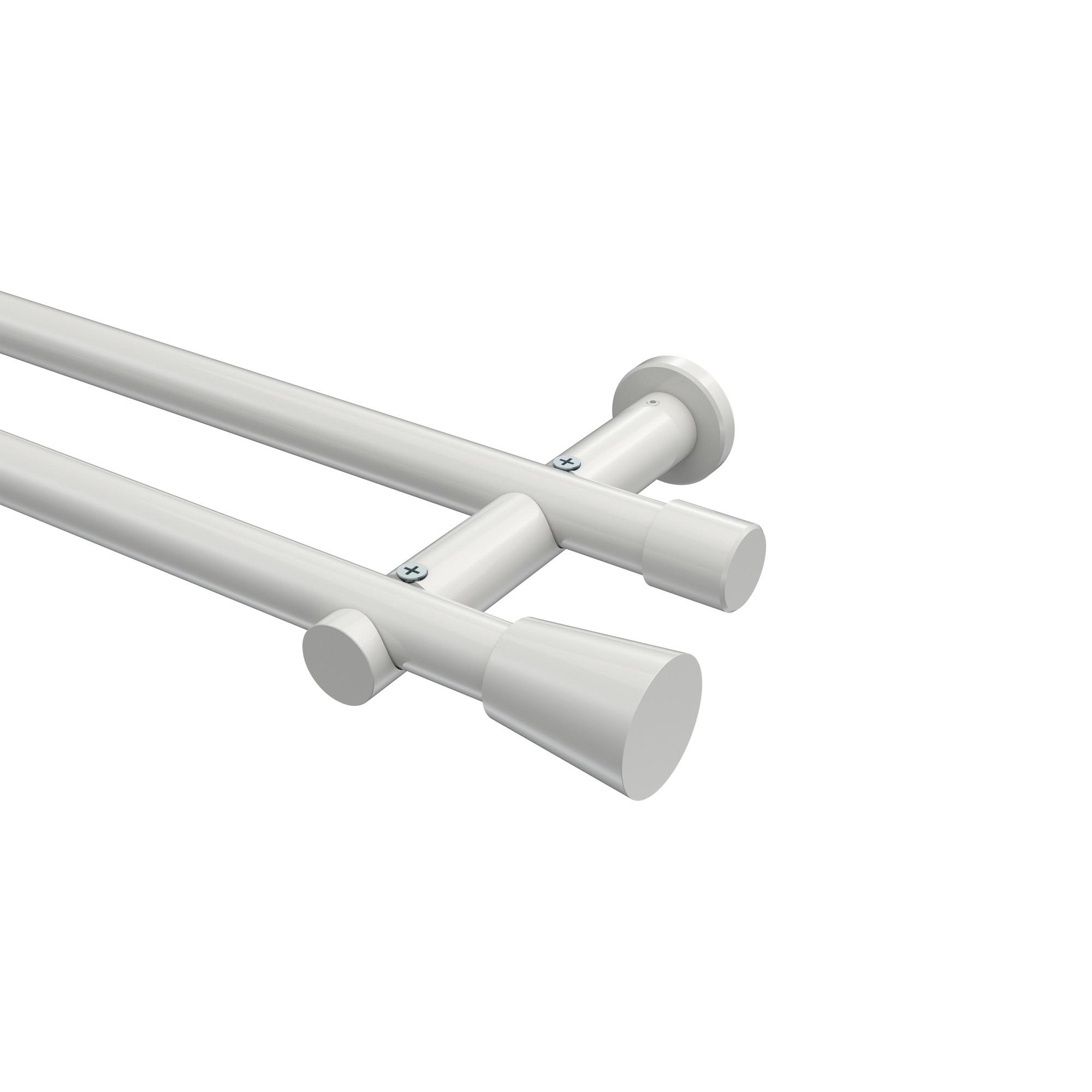 GARDINENSTANGE Platon Sitra 180 cm, 2-läufig (ohne Ringe), 20 mm Ø Weiß - Weiß, Metall (180cm) - INTERDECO