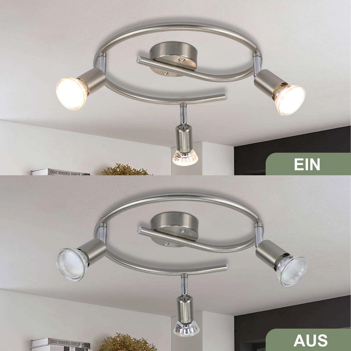 DECKENSTRAHLER Lyng 3-flammig 42/15/42cm - Silberfarben, Metall (42/15/42cm) - Nettlife