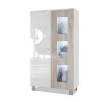VITRINE Denjo Tür in Eiche Nordic - Silbereichenfarben, Holzwerkstoff (71/129/35cm) - Vladon