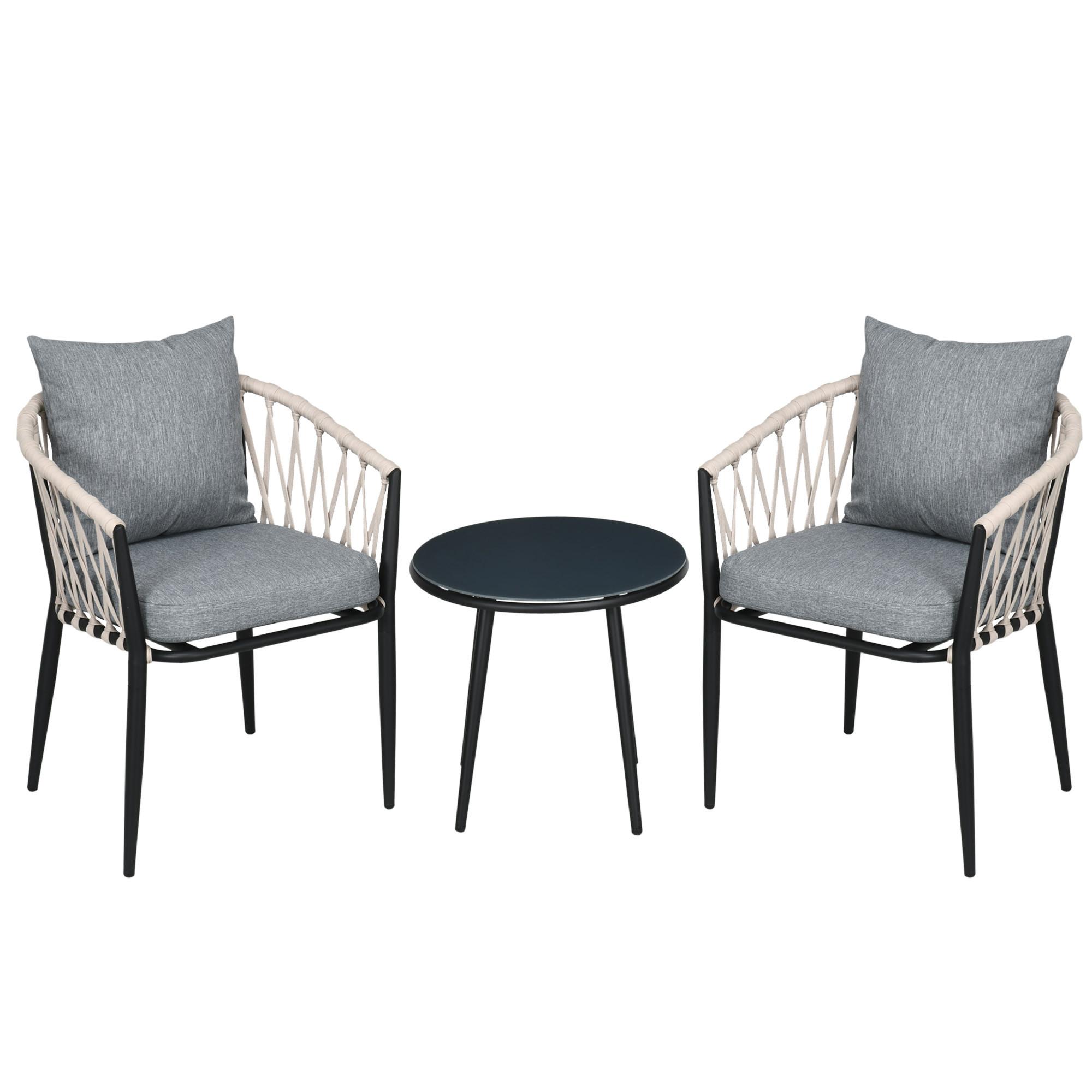 GARTENMÖBEL Set, Stahl, Grau - Grau, Metall - Outsunny