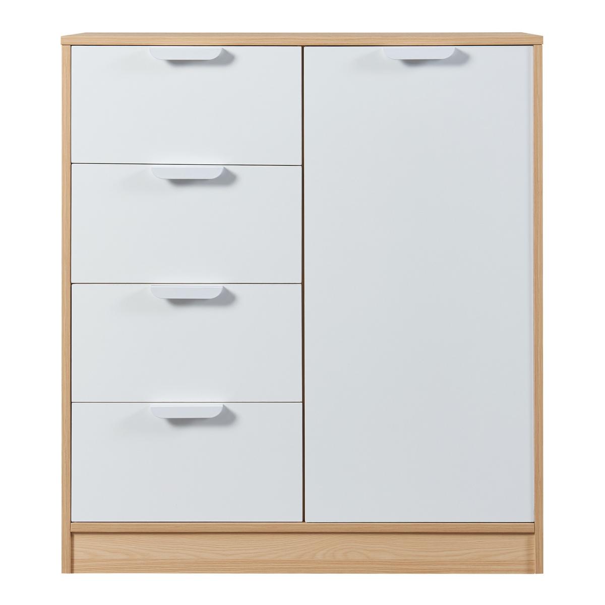 KOMMODE Varkaus - Eichefarben/Weiß, Holzwerkstoff (80/90/40cm) - [en.casa]