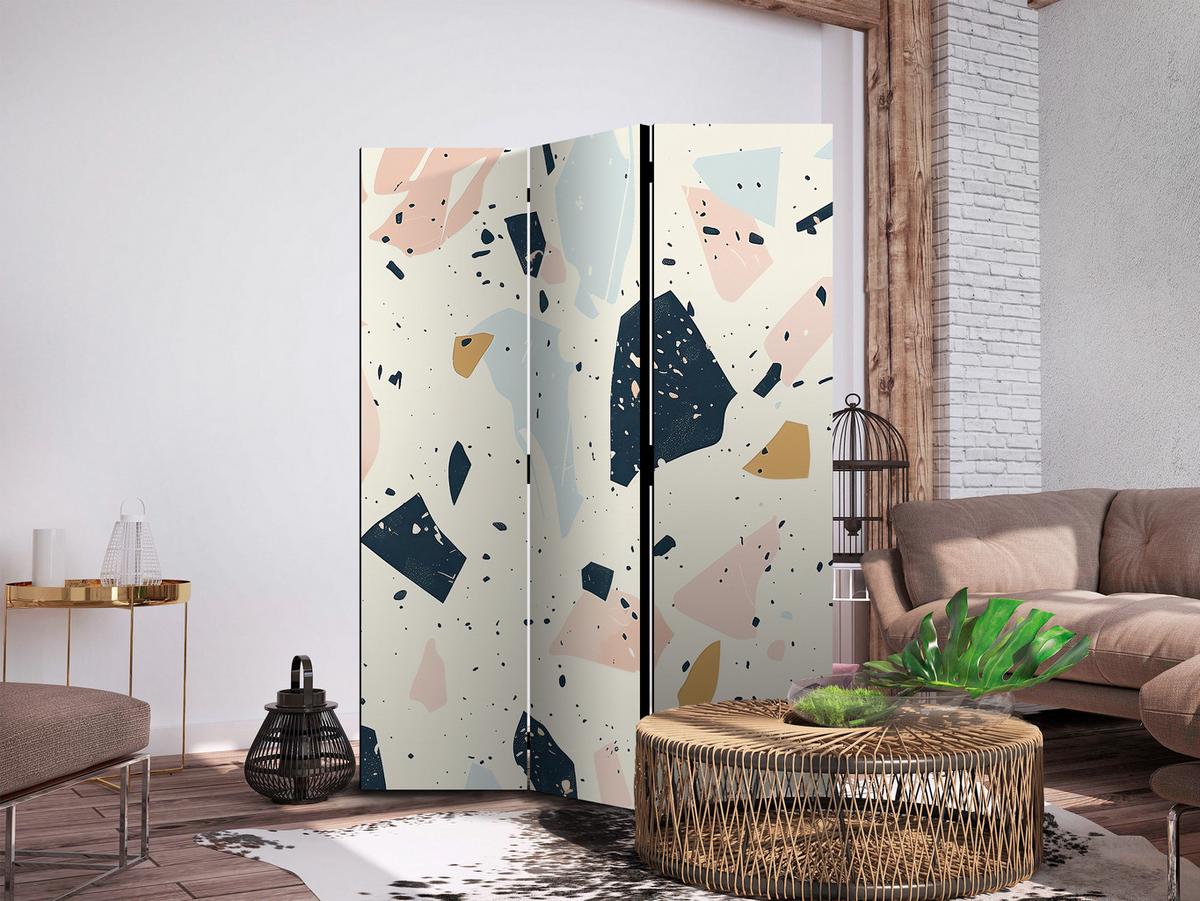 PARAVENT Akustik 3-tlg 135x172 cm Terrazzo Steinformen - Multicolor, Holz/Textil (135/172/3cm) - Muralo