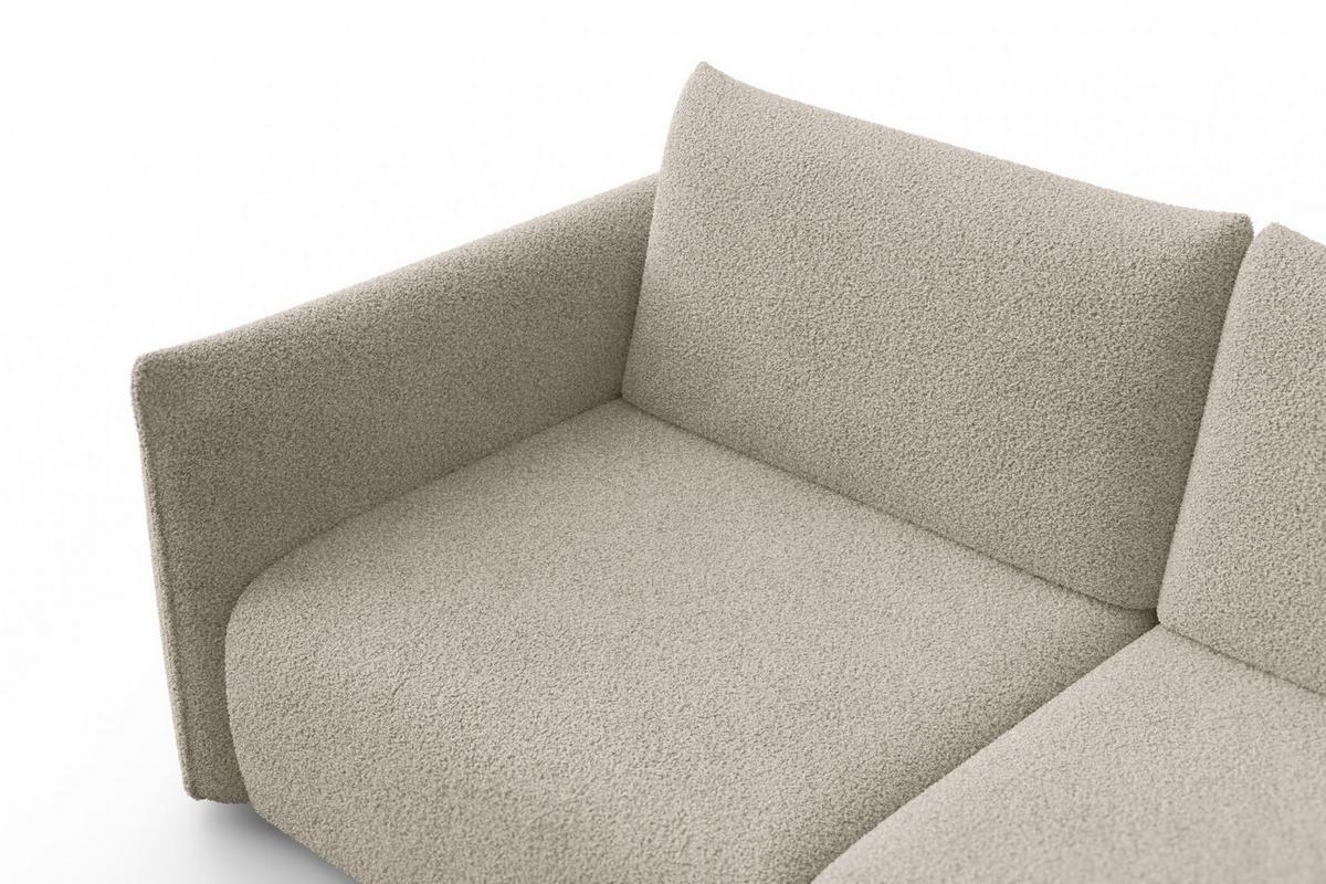 SOFA TAUER 3-Sitzer, Bouclé-Stoff beige - Beige/Schwarz, Holz/Textil (206/84/112cm) - Courtois Laville