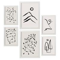 POSTER Set Mit 6 Linien Weicher In Liebhaber Abstrakt A3 & A4 Weißer Rahmen - Weiß, Papier (29/3cm) - Nacnic