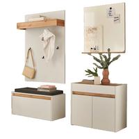 GARDEROBE 5-teilig Set weiß, Eiche Wotan 190 cm, viel Stauraum - Eiche Wotan/Silberfarben, Glas/Holzwerkstoff (190/200/40cm) - Furn.Design