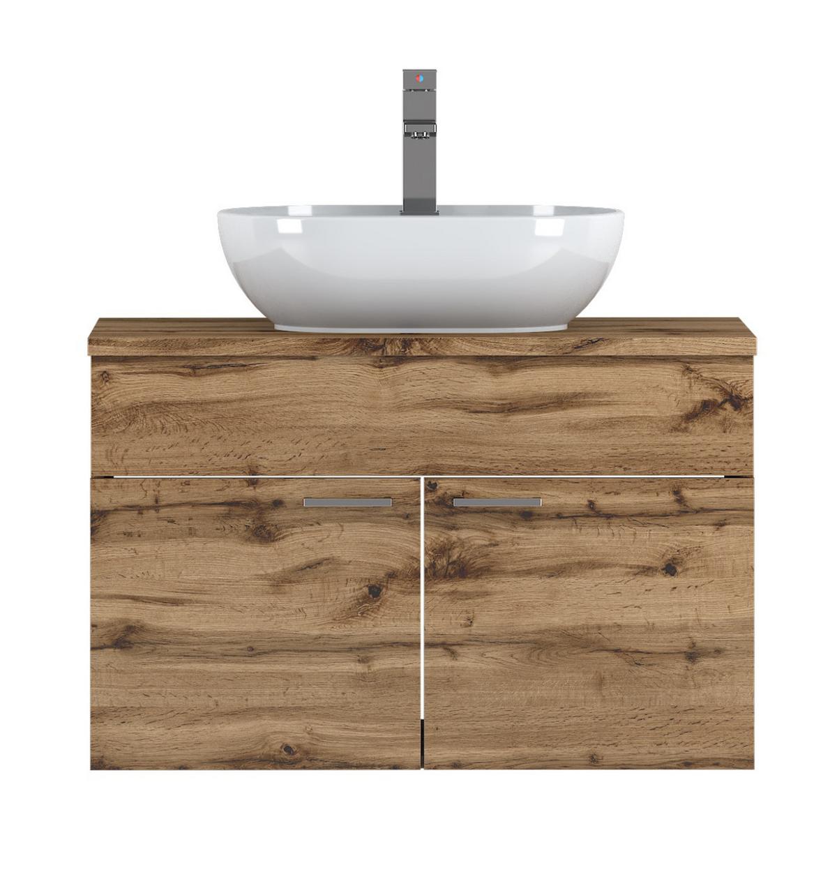 WASCHBECKENUNTERSCHRANK Colorado 2 Schubladen Eiche - 80 x 46 x 52 cm - Eichefarben, Holz (80/52/46cm) - Badplaats
