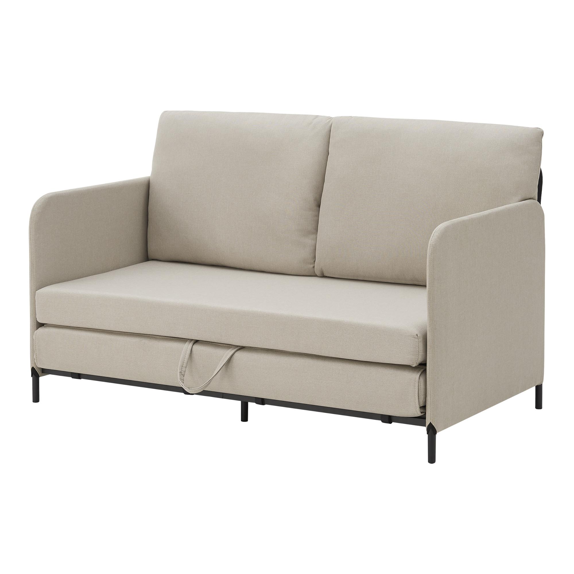 SCHLAFSOFA Soini - Beige, Textil/Metall (125/78/67cm) - [en.casa]