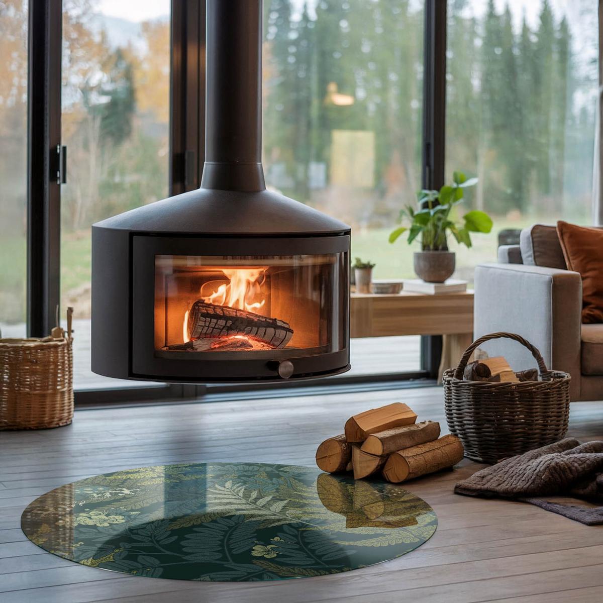 GLASPLATTE für Kamin Ø 100 cm - Grün, Glas (100/100/0.4cm) - TULUP