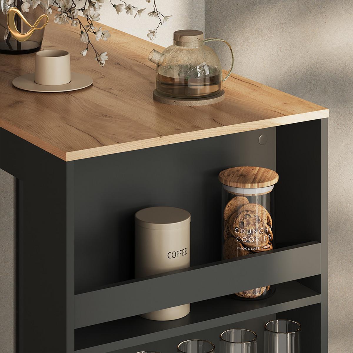 BARTISCH Regusa Goldkraft Eiche/Anthrazit 57 x 117 cm - Honigeiche/Anthrazit, Holzwerkstoff (117/57/106cm) - Livinity®