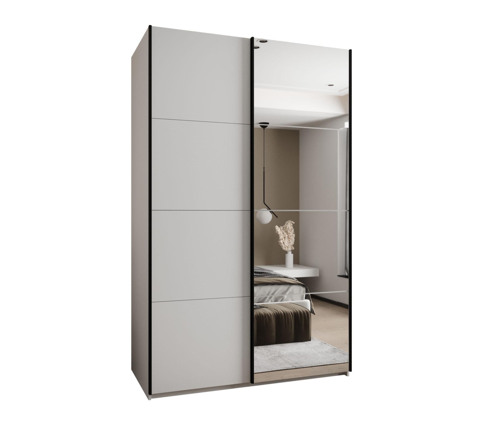 SCHWEBETÜRENSCHRANK 245,5/150/64 2-türig - Schwarz/Weiß, Holz/Metall (150/245/64cm) - Abiks Möbel