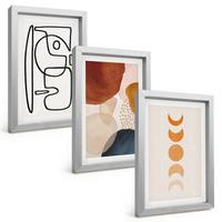 BILDER SET 3er Set - 20x30 cm Silberner Rahmen - Abstrakte Farbdekorationen - Silberfarben, Kunststoff (20/30cm) - TULUP