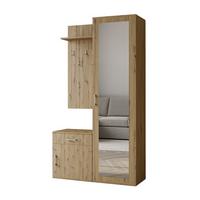 GARDEROBENSCHRANK Magnola Eiche 100/180,5/35 cm – Modern, mit Spiegel und viel Stauraum - Hellbraun, Holzwerkstoff/Kunststoff (100/180.5/35cm) - AX Living