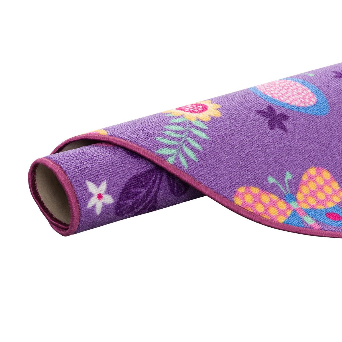 KINDER SPIEL TEPPICH SCHMETTERLING RUND - Lila, Textil (100/100cm) - Snapstyle