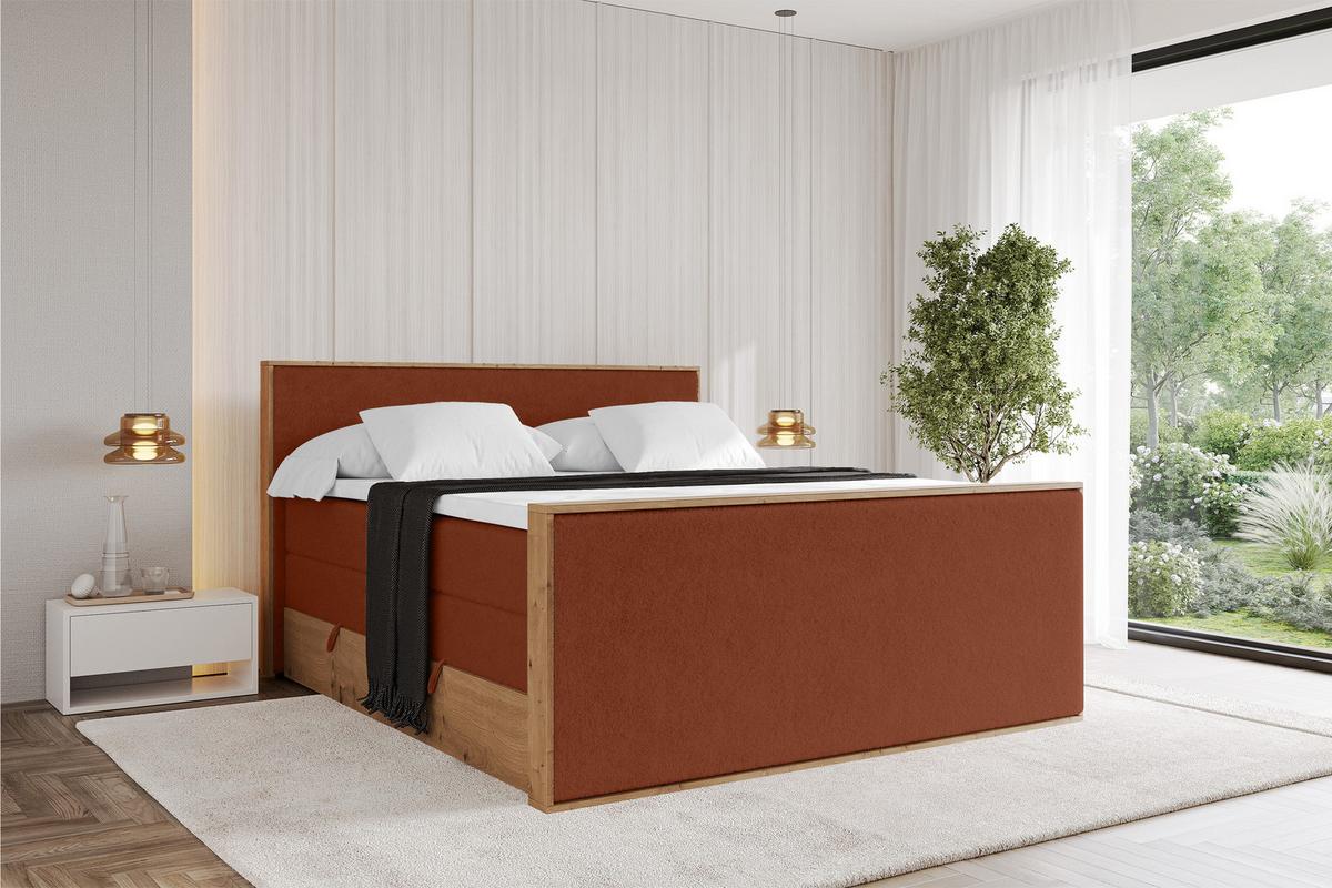 BOXSPRINGBETT LOLLI9 -Z-KING 120x200 - H3/H4 Rot - Rot, Holzwerkstoff (120/200cm) - ALTDECOR