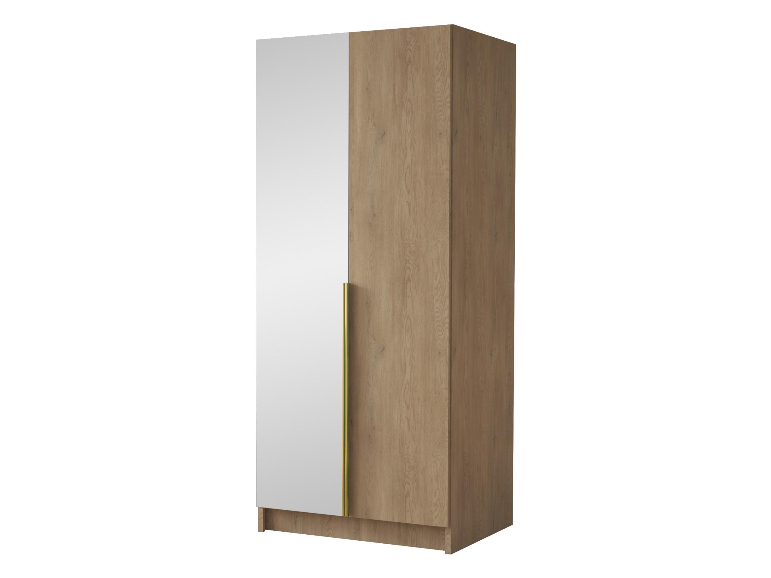 KLEIDERSCHRANK Bono II - Eichefarben/Goldfarben, Holzwerkstoff/Metall (100/215/58cm) - MIRJAN24