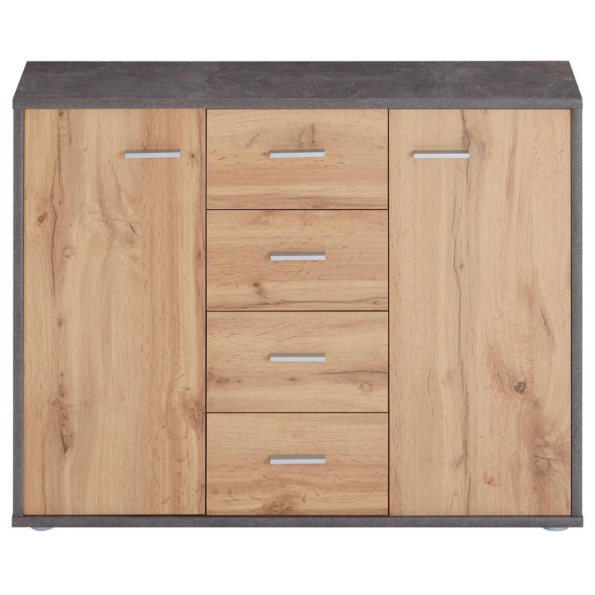 SIDEBOARD JAMIE Beton dunkel/Wotan Eiche - Dunkelgrau/Eiche Wotan, Holzwerkstoff (88/70/30cm) - CARO-Möbel