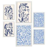 POSTER Set Mit 6 Kunst Löschen In Weibliche Zusammenfassung A3 & A4 Weißer Rahmen - Weiß, Papier (29/3cm) - Nacnic