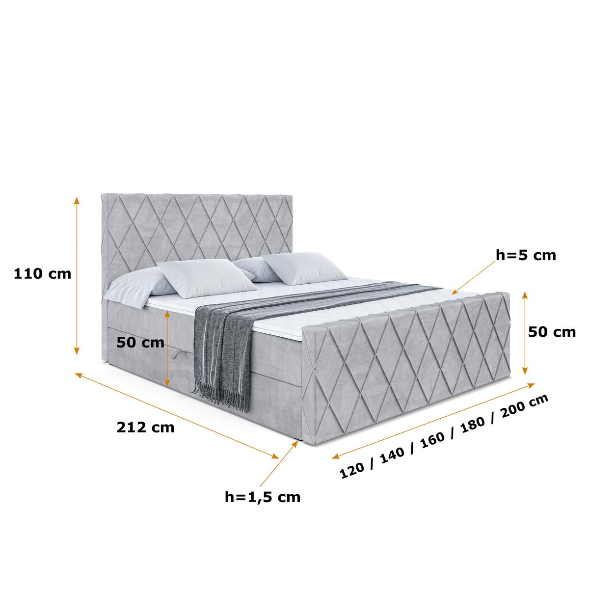 BOXBETT LEPARO-Z - 180 x 200 - H4 - Hellgrau - Grau, Holzwerkstoff (180/200cm) - ALTDECOR