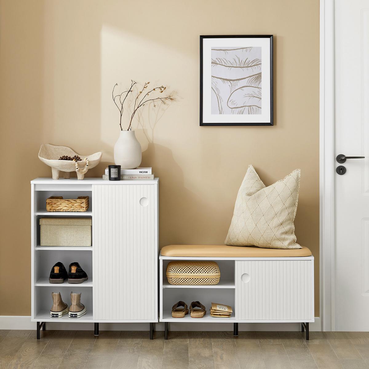 SCHUHSCHRANK Weiß - Weiß, Holzwerkstoff/Metall (70/87/37cm) - SoBuy