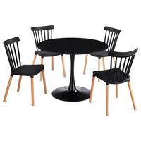 ESSGRUPPE LOIRE RAVI 5er Set schwarz - Schwarz, Holzwerkstoff/Metall - IDIMEX