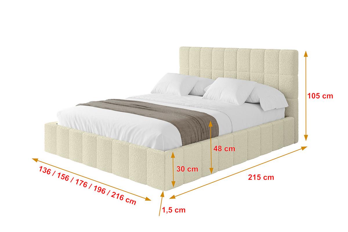 POLSTERBETT mit Bettkasten und Lattenrost, Boxbett ohne Matratze - AMEA 160x200 Beige - Taupe, Holzwerkstoff/Textil (160/200cm) - ALTDECOR