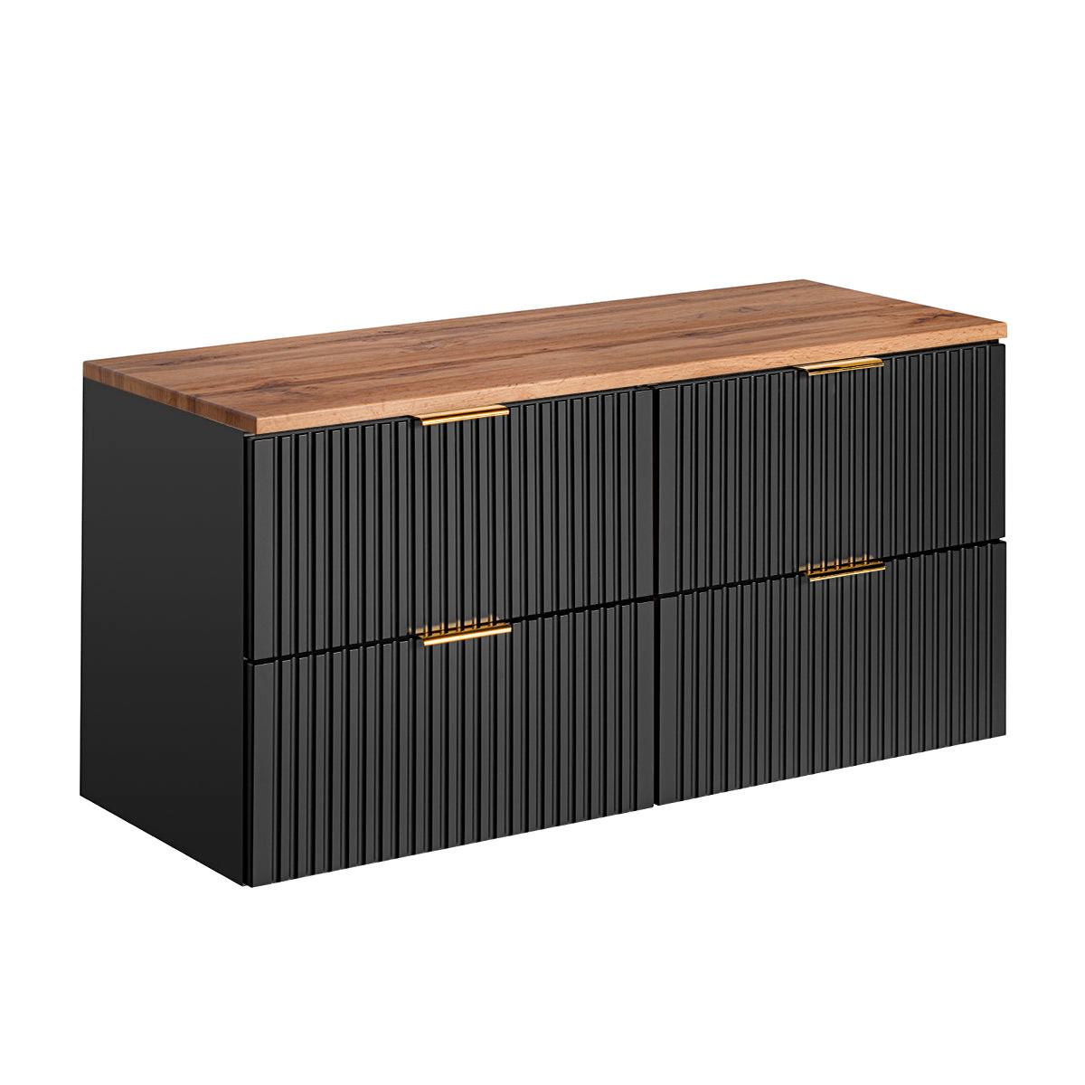WASCHTISCHUNTERSCHRANK 120.8cm Adriel Schwarz und Holz - Schwarz, Holzwerkstoff (120.8/59/46cm) - Petits-meubles