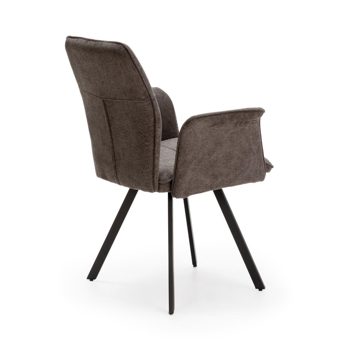 SESSEL (Set aus 2) aus stoff mit schwarzen metallbeinen - mery 62/60/47 cm - Dunkelgrau, Textil (60/47/62cm) - Calicosy