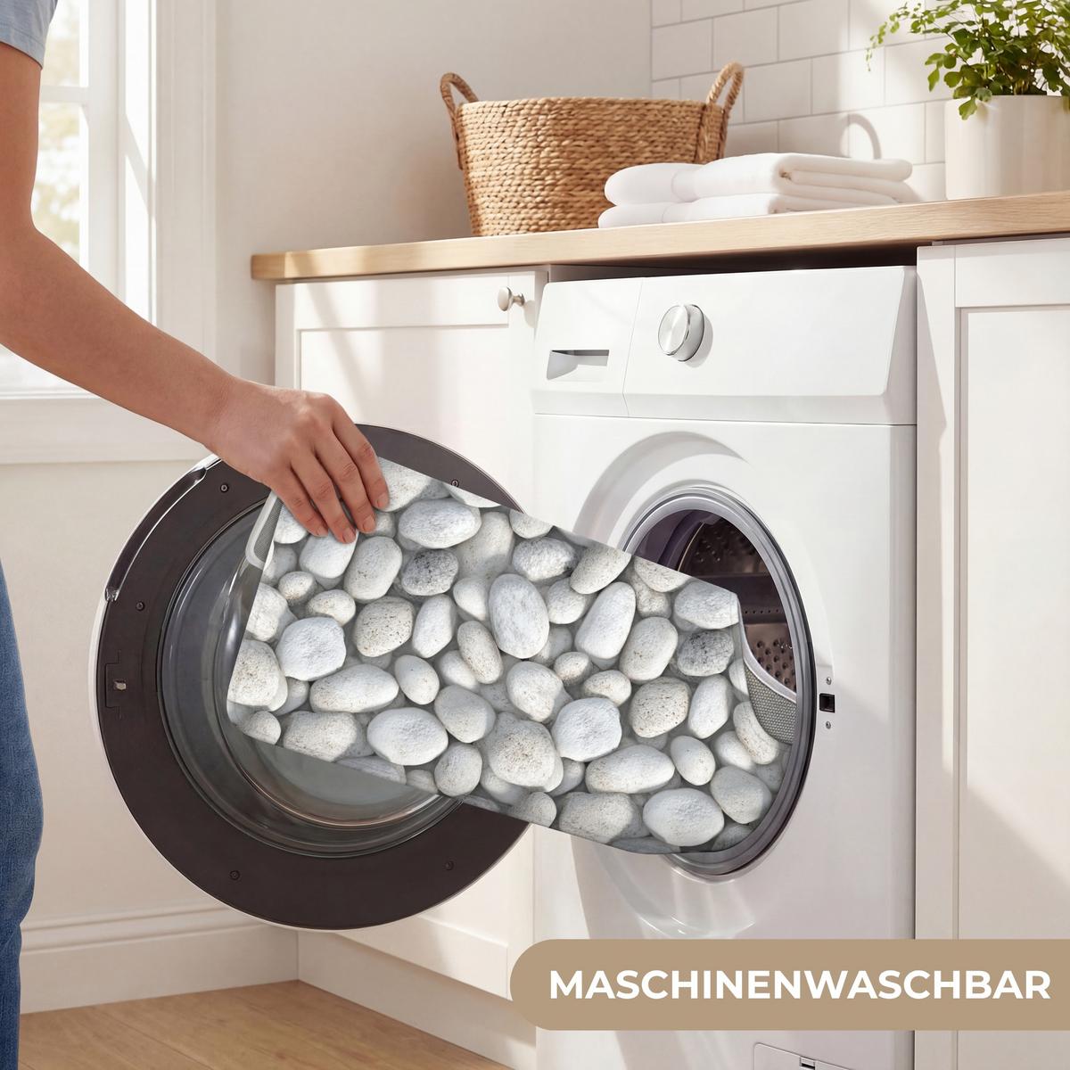 WC-VORLEGER Steine - Grau - Oval Toilettenvorleger 55x60 cm - Hellgrau, Textil (55/1cm) - OnlyWow