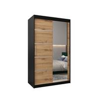 SCHWEBETÜRENSCHRANK 200/120/62 2-türig - Silberfarben/Schwarz, Holz/Kunststoff (120/200/62cm) - MÖBEL KRYSPOL