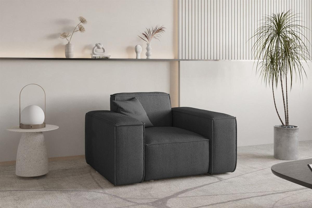 SOFASET Celes Premium 3-1-1 Stoff Scala - Anthrazit, Holzwerkstoff/Textil (225/73/88cm) - Fun Möbel