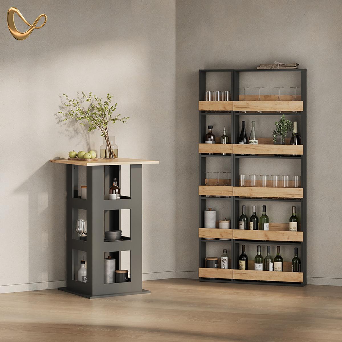 BARTISCH Regusa Goldkraft Eiche/Anthrazit 65 x 65 cm - Honigeiche/Anthrazit, Holzwerkstoff (65/65/106cm) - Livinity®