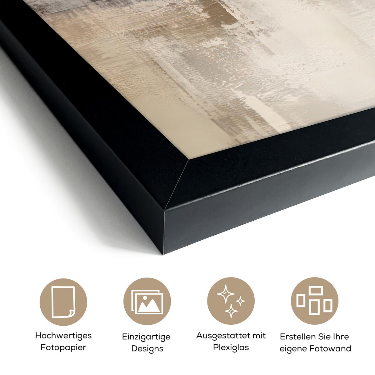 POSTER MIT RAHMENGERAHMTES BILD Moderne Kunst - Abstrakt - Beige 40x30 cm - Beige, Papier (40/30cm) - MuchoWow