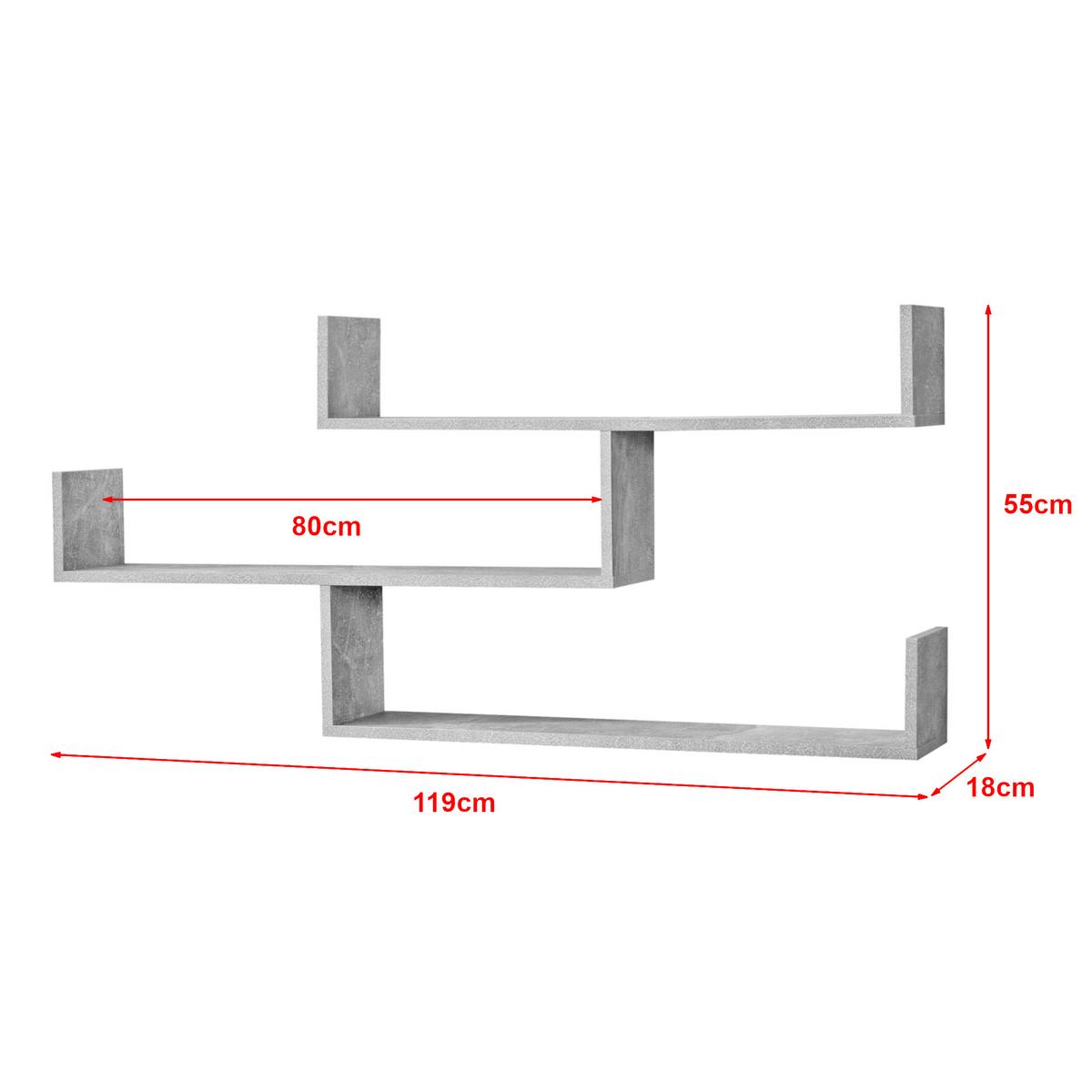 WANDREGAL Grimstad - Grau, Holzwerkstoff (119/55/18cm) - [en.casa]