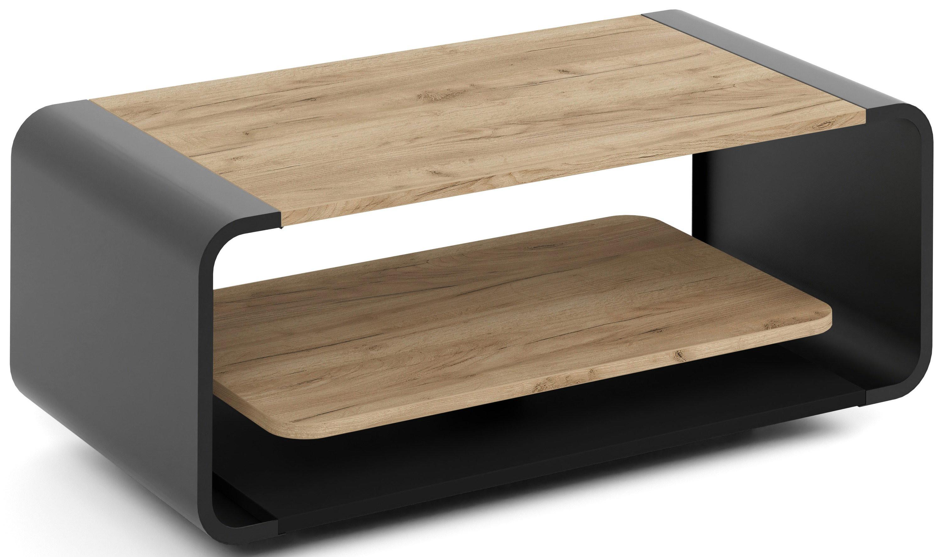 COUCHTISCH Sora in Craft Eiche mit abgerundetem schwarzem Metallgestell 100/50/41 cm - Eiche Wotan/Schwarz, Holzwerkstoff (50/100/41cm) - WFL GROUP