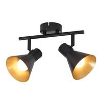 DECKENSTRAHLER Welle 2-flammig 25/11/21 cm - Schwarz, Metall (25/11/21cm) - Nettlife