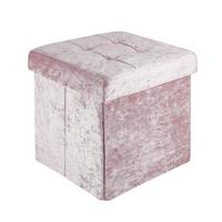 SITZHOCKER Faltbar mit Samtbezug 30/30/30 cm (Rosa) - Rosa, Karton (30/30/30cm) - Intirilife